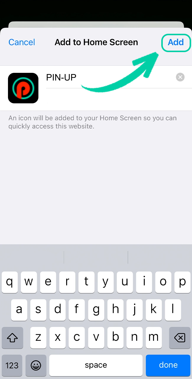 Click Add to place the official Pin Up icon on your device.