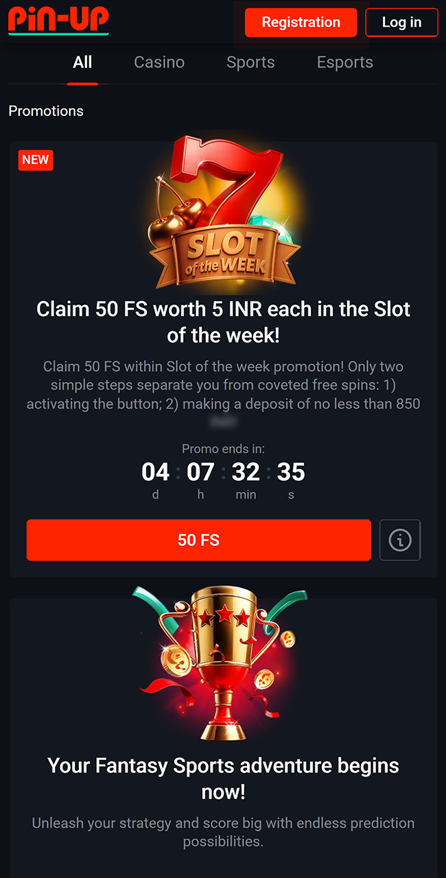 Unlock exclusive offers available for registered users on Pin Up.