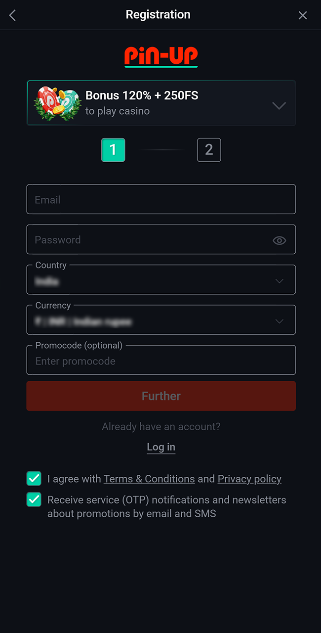 Create your Pin Up account to activate welcome bonuses and offers.