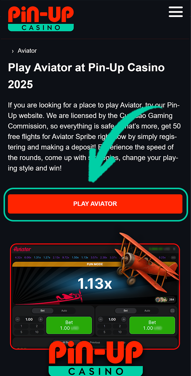 Register an account on the official Pin Up website to start playing.