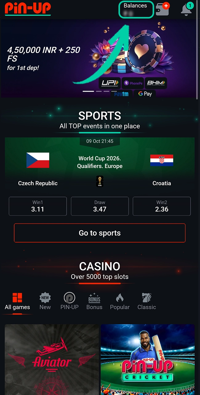 Bonus funds are credited to your Pin Up account balance automatically.