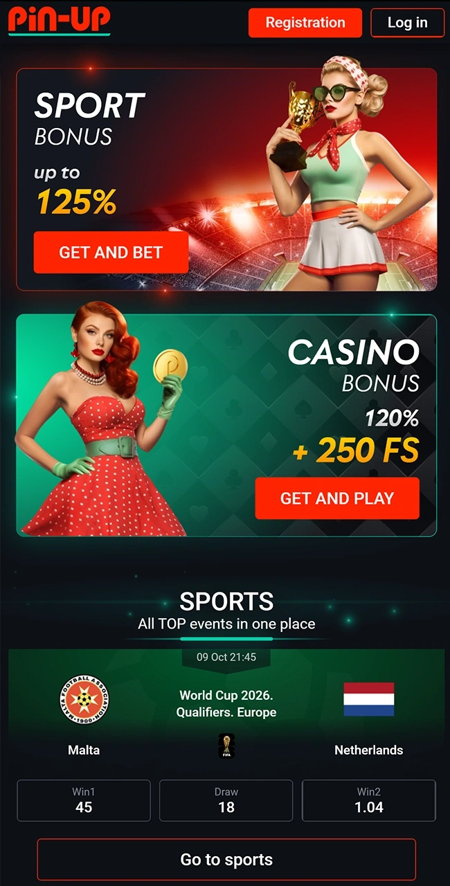 Access the Pin-Up casino website on desktop or mobile device.