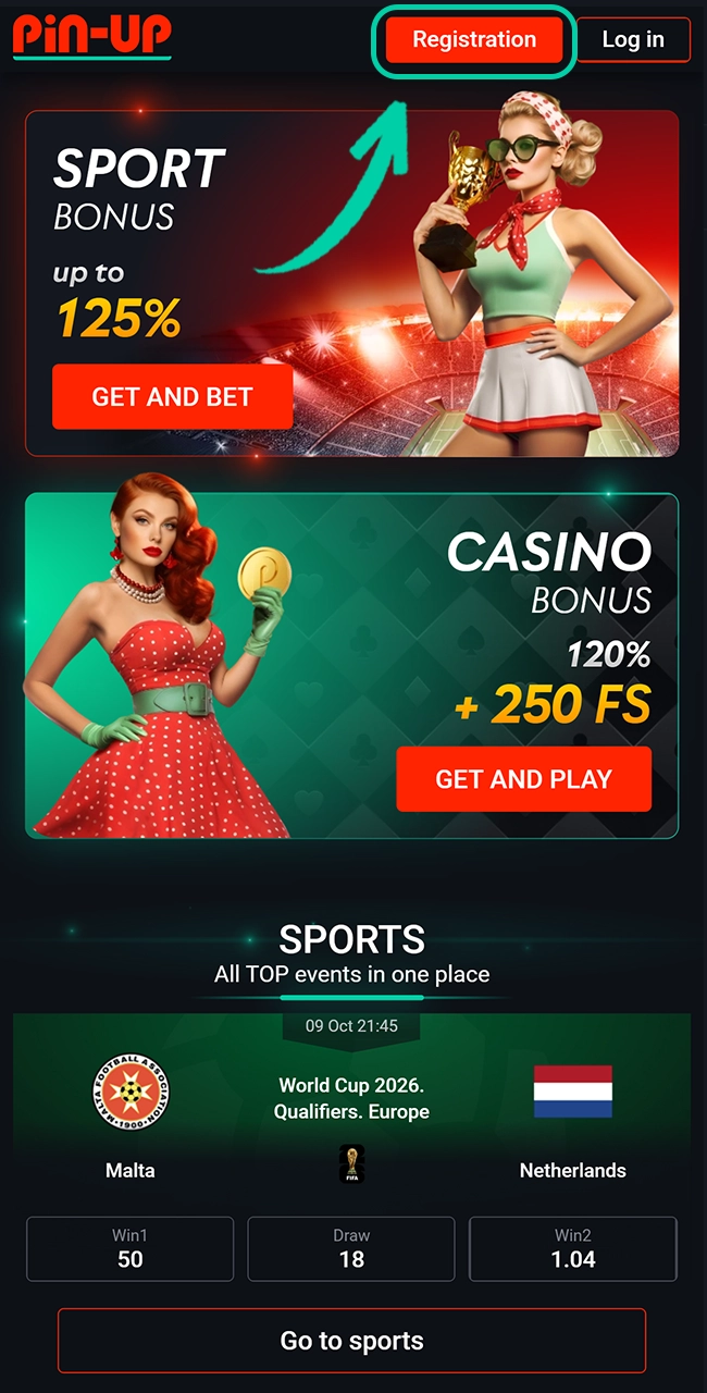 Register on the official Pin Up website to access the casino games.