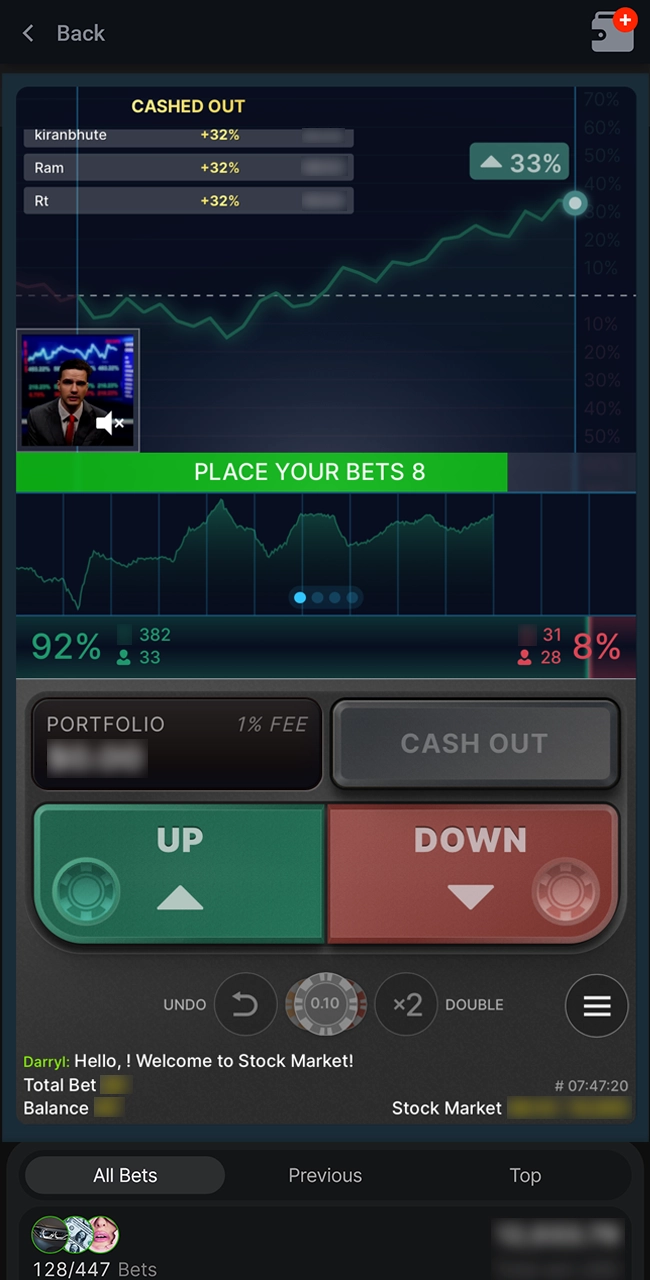 Place your bets and predict stock prices in Pin Up casino.