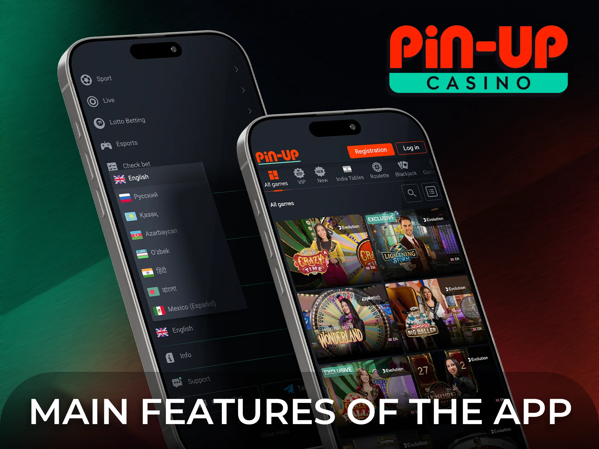 Explore the main features of the Pin-Up Casino app for players.