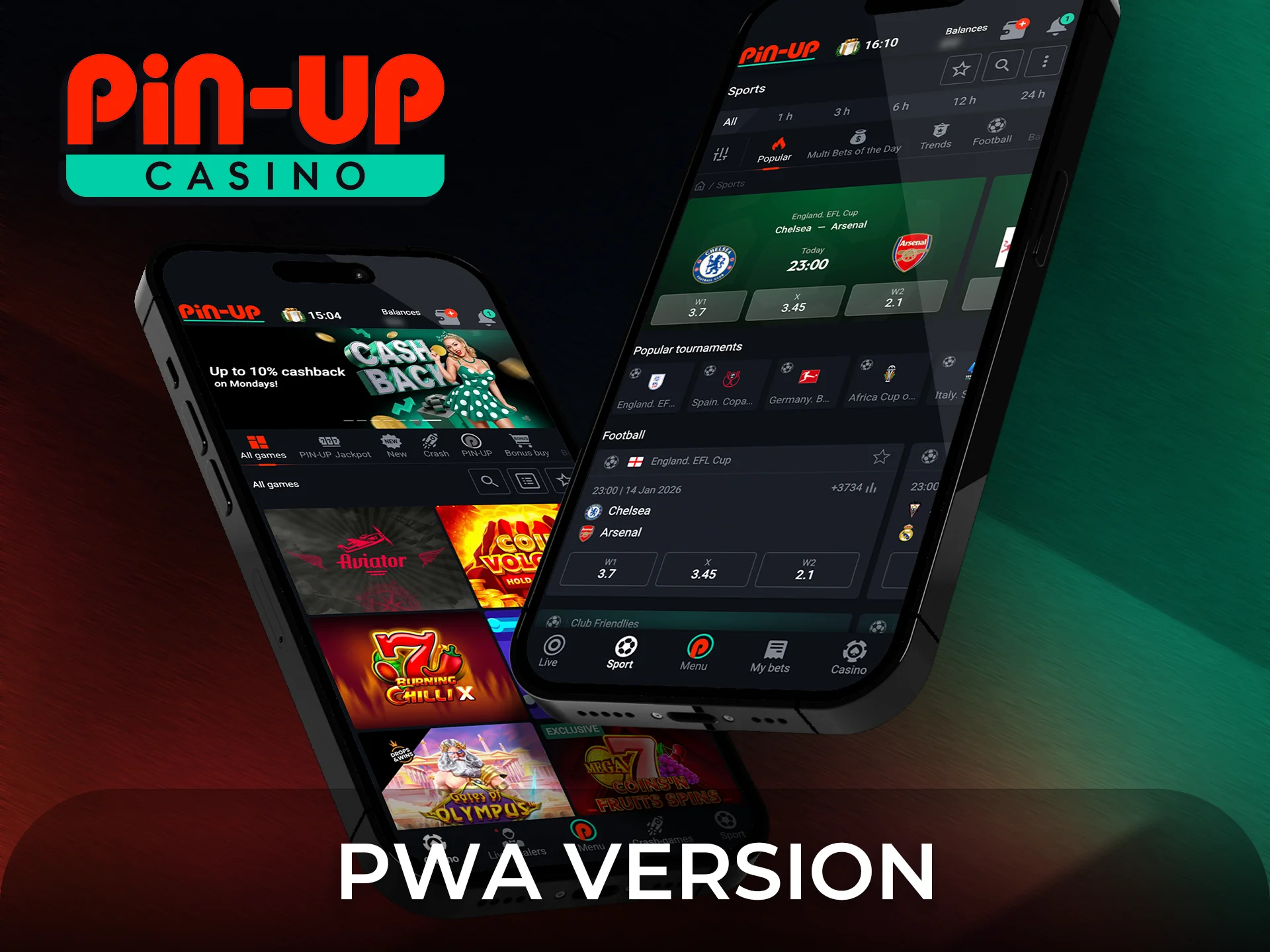 Launch the Pin-Up PWA version for quick access to games.