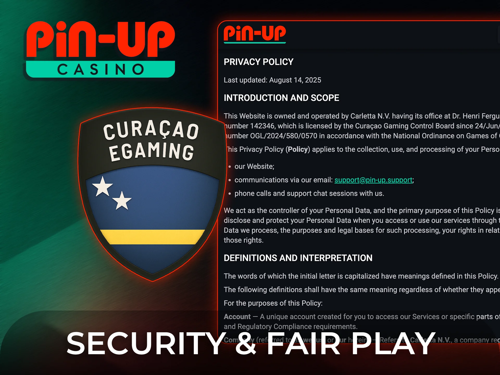 Play safely with guaranteed security and fair play at Pin-Up.